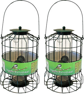 Boon Vogel voedersilo - 2x stuks - groen - 36cm - metaal - voor kleine vogels geschikt