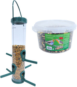 Boon Vogel voedersilo groen/transparant kunststof 33 cm inclusief 4-seizoenen energy vogelvoer