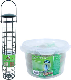 Boon Vogel voedersilo metaal groen 35 cm inclusief 14 vetbollen