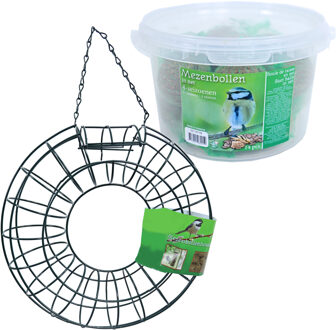 Boon Vogel voedersilo rond metaal groen 25 cm inclusief 14 vetbollen