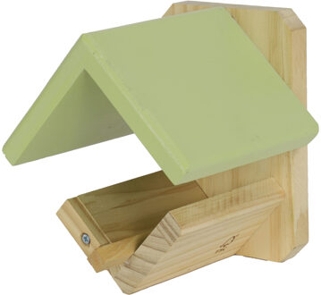 Boon Vogelhuisje - voederhuisje - pindakaashuisje - hout - groen dakje - 16 cm - Vogelvoederhuisjes