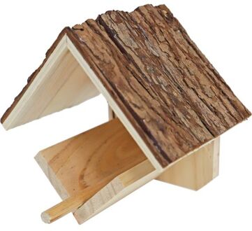 Boon Vogelhuisje/voederhuisje/pindakaashuisje hout met dak van boomschors 16 cm - Vogelvoederhuisjes Bruin