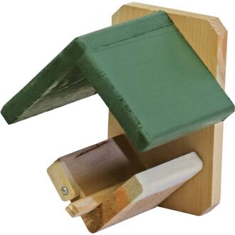 Boon Vogelhuisje/voederhuisje/pindakaashuisje hout met groen dakje 16 cm - Vogelvoederhuisjes