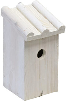 Boon Vogelhuisje - wit - hout - ribdak - 14x16x27 cm - voor mezen - nestkastje