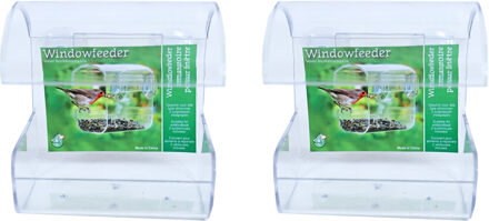 Boon Vogelvoederplek - 2x - transparant - vogelhuisje met zuignappen - 14 cm