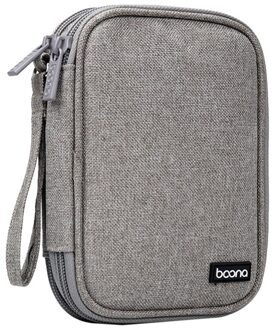 Boona Draagbare Harde Schijf Opbergtas Double-Layer Multifunctionele Opbergdoos Geschikt Voor Power Bank, data Kabel, Lader grijs