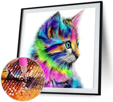Boor Shiny 5D Diy Diamant Schilderij Kleurrijke Kat Schilderen 3D Dier Kruissteek Mozaïek Diamant Borduurwerk Handwerken Ambachten