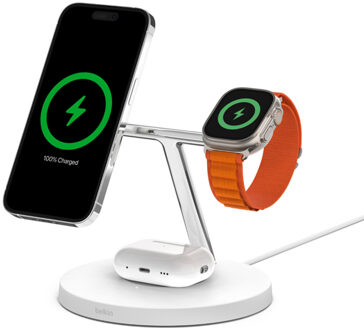 BoostCharge Pro MagSafe 3-in-1 - Draadloze snellader - 15 Watt - Wit - One size