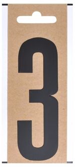 Boot sticker cijfer 3 zwart 10 cm