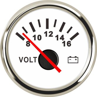 Boot Voltmeter Auto Vrachtwagen Marine Batterij Voltage Gauge Motorcycle Voltmeter Gauge Bereik 8-16 V 52mm zilver wit