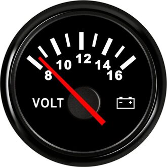 Boot Voltmeter Auto Vrachtwagen Marine Batterij Voltage Gauge Motorcycle Voltmeter Gauge Bereik 8-16 V 52mm zwart zwart