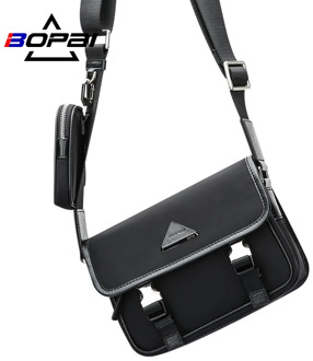 BOPAI New Fashion Shoulder Bags Black Small Soft Bag Briefcase Zipper Business Men Casual Cross Body Travel High Quality
