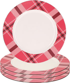 Bord 6x kunststof rood/wit motief 33 cm