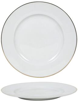 Bord wit/goud rand Ø20,5cm doos a 6