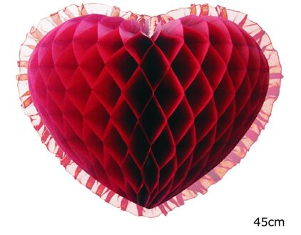 Bordeaux hart honeycomb hangdecoratie (45cm) Rood - Zalm