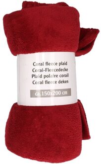 Bordeaux rode fleece deken - 150 x 200 cm - polyester stof Bordeaux rood