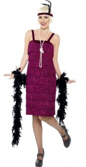 Bordeaux rode twenties flapper jurkje - jaren 20 dames verkleedkleding carnavalskostuum 40-42 (M)