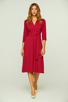 Bordeaux wikkeljurk met 3/4 mouwen en V-hals van zachte viscosejersey - EU 42 / UK 14