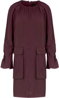 Bordeauxrode Tencel jurk met zakdetail - maat