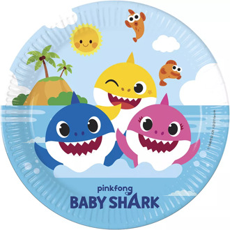 Bordjes Baby Shark (8st) Blauw, Multikleur - Print