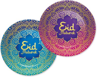 Bordjes Eid Mubarak Paars/Blauw (8st) Multikleur - Print