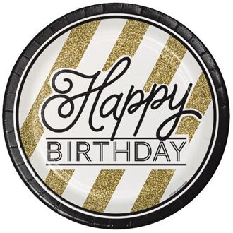 Bordjes Happy Birthday 8 stuks Goud - Brons