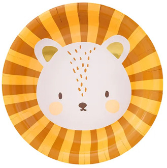 Bordjes Leeuw Lio Cartoon 18cm (6st) Oranje, Multikleur - Print