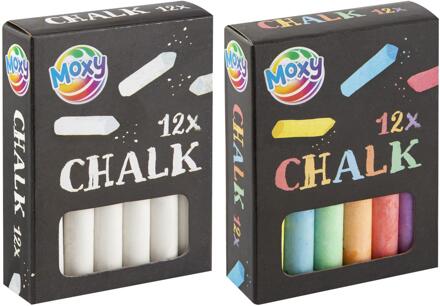 Bordkrijt 12 in doosje wit/gekleurd verschillende