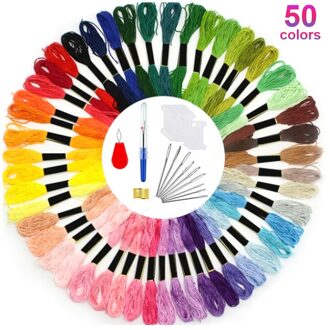 Borduurgaren 150 Kleuren Borduurgaren Kruissteek Kit Regenboog Borduren Diy Naaigaren Ambachten Katoen Naaien Set 50kleuren