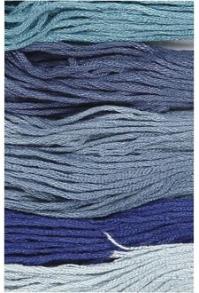 Borduurgaren - 6x stuks - blauw tinten - 1 mm - ca. 8 meter