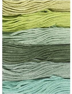 Borduurgaren - 6x stuks - groen tinten - 1 mm - ca. 8 meter