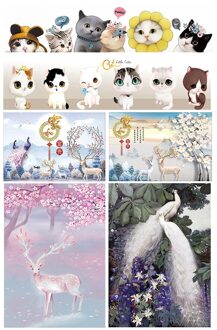 Borduurpakketten 11CT Stamped Diy Leuke Dieren Gedrukt Mozaïek Handwerken Interieur Decoratie Kruissteek Set DW0598