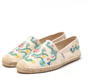 Borduurwerk cavans platte espadrilles vrouwen platte loafer slip op platte schoenen 6