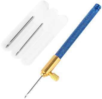 Borduurwerk Punch Naald Haak Haak Met 3 Naalden Franse Haak Borduren Kruissteek Craft Kit Kralen Hoepel Naaien Tool blauw