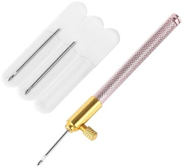 Borduurwerk Punch Naald Haak Haak Met 3 Naalden Franse Haak Borduren Kruissteek Craft Kit Kralen Hoepel Naaien Tool roze