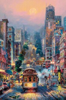 Borduurwerk Romantische Stad Bruisende Markt Handwerken Ambachten 14CT Onbedrukt Landschap Diy Borduurpakketten Handgemaakte Kunst Decor