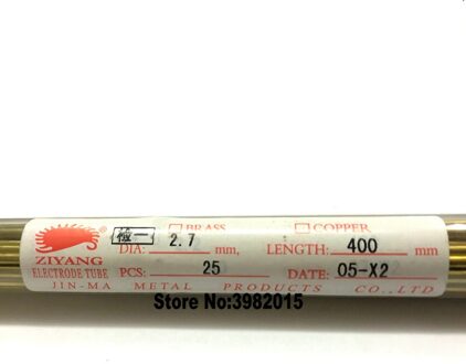 Boren Onderdelen Messing Elektrode Buis Enkel Gat 2.7*400mm 25 stuks Per Buis voor WEDM Boormachine