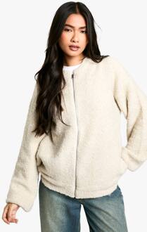 Borg Gebreide Oversized Bomberjack, Ecru - M