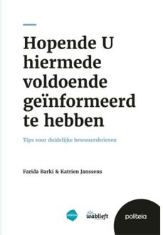 Borgerhoff & Lamberigts Hopende U Hiermede Voldoende Geïnformeerd Te Hebben - Katrien Janssens