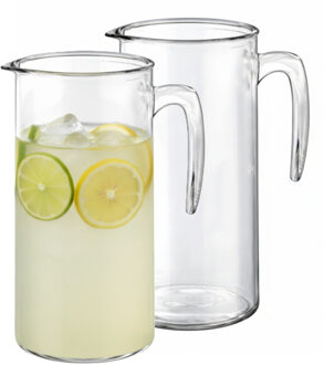 Borgonovo water karaf van 1,1 Liter - 2x - transparant glas - Sapkannen - waterkannen - schenkkannen
