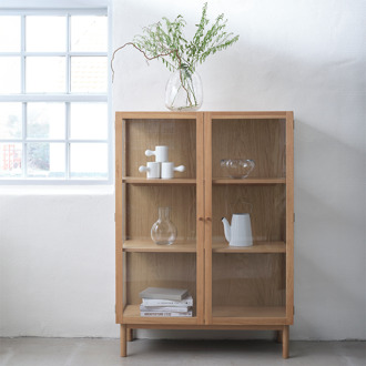 Boris eikenhouten vitrinekast naturel - 100 x 140 cm Bruin