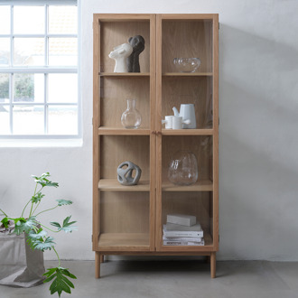 Boris eikenhouten vitrinekast naturel - 90 x 190 cm Bruin