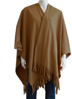 Boris Luxe omslagdoek/poncho - bruin - 180 x 140 cm - fleece - Dameskleding accessoires - One size
