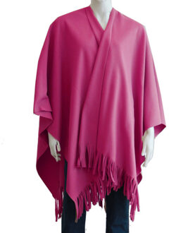 Boris Luxe omslagdoek/poncho - fuchsia - 180 x 140 cm - fleece - Dameskleding accessoires - One size