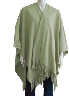 Boris Luxe omslagdoek/poncho - mosgroen - 180 x 140 cm - fleece - Dameskleding accessoires One size