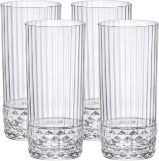 Bormioli 4x Stuks longdrink glazen/waterglazen 490 ml - Longdrinkglazen Transparant