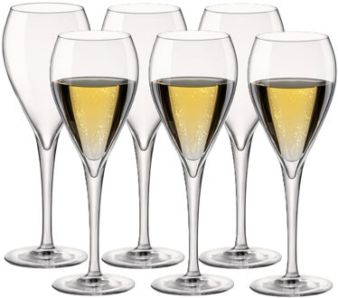 Bormioli Champagneglazen - 12x stuks - transparant - glas - 150 ml - luxe flutes op voet