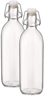 Bormioli Rocco 2x Beugelflessen/weckflessen transparant 1 liter 28 cm
