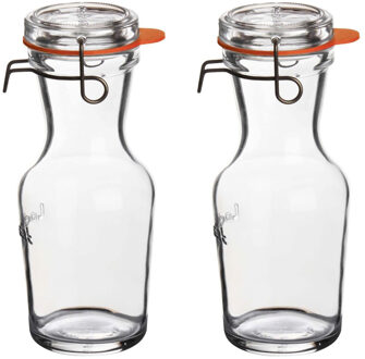 Bormioli Rocco 2x Glazen Water Karaffen Van 500 Ml - Lock Eat - Sapkannen/waterkannen/schenkkannen - Weckflessen/weckfles