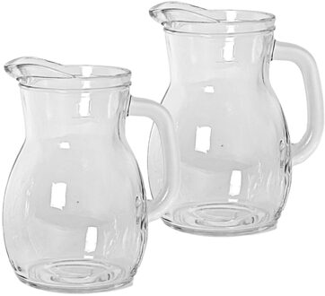 Bormioli Rocco 2x stuks glazen sap/waterkannen 1 liter - Waterkannen Transparant